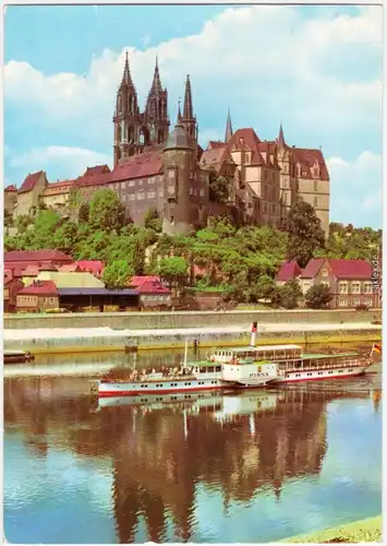 Meißen Schloss Albrechtsburg und Dom von der Elbe aus 1979