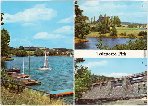 Oelsnitz (Vogtland) 1. Teilansicht, 2.  "Strandcafé", 3. Sperrmauer 1980