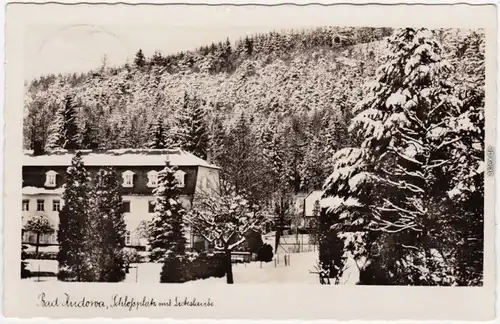 Bad Kudowa Kudowa-Zdrój Schloßplatz im Winter Foto Ansichtskarte  1938