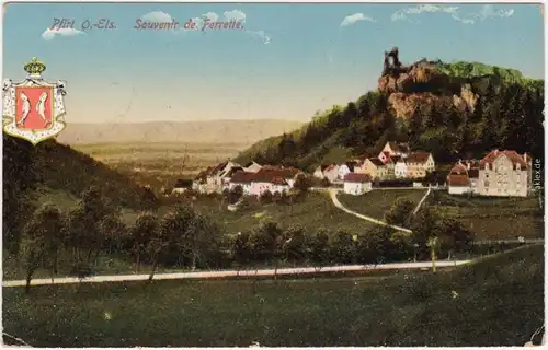 Pfirt Elsaß Ferrette Blick auf die Stadt (Heraldik) Altkirch 1916