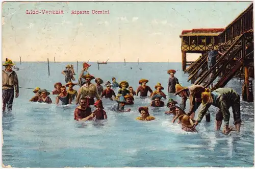 Lido di Venezia Venedig Venezia Männerbad in der Laguna Veneta 1913