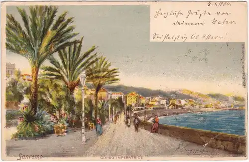 Foto Ansichtskarte San Remo Sanremo Corso Impertatrice  - Künstlerkarte 1900