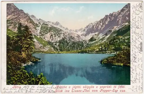 Vysoké Tatry Blick ins Eissee-Tal vom Popper See aus 1904 