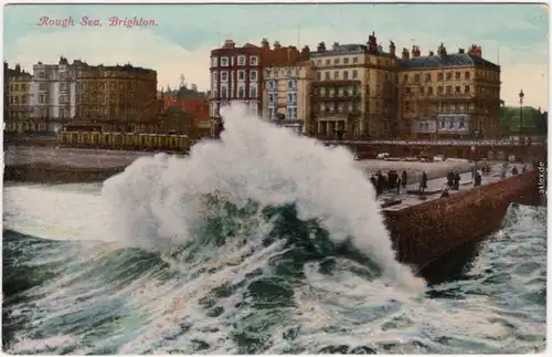 Ansichtskarte Postcard Brighton Rough Sea, Landungssteg Wellen 1914