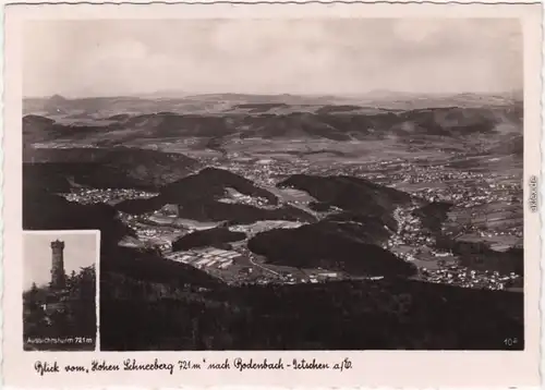 Ansichtskarte Tetschen-Bodenbach Decín 2 Bild: Turm und Blick ins Tal 1930