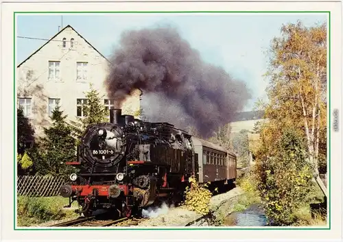 Walthersdorf-Crottendorf (Erzgebirge) Dampflokomotive -  unterer Bahnhof 1989
