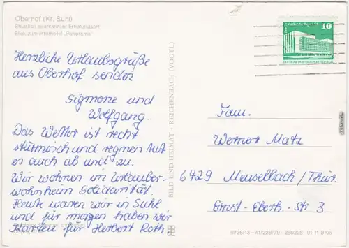 Oberhof (Thüringen)   Erholungsort  zum Interhotel "Panorama" 1979