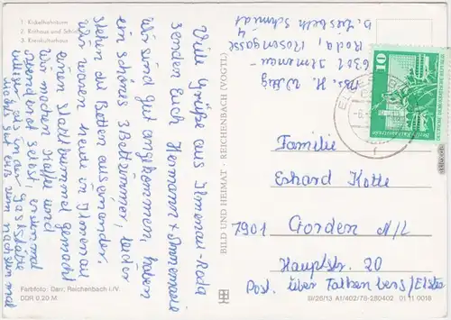 Ilmenau 1. Kickelhahnturm, 2. Rathaus und Schloß, 3. Kreiskulturhaus 1978