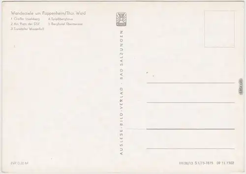 Pappenheim  Platz der DSF 3. Trusetaler Wasserfall 4. Spießberghaus 1973