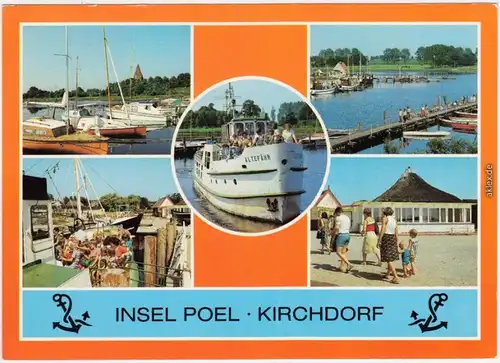 Kirchdorf Poel Bootshafen am Kirchsee  Anlegestelle der "Weißen Flotte" 1986