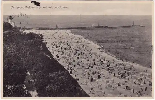 Kolberg Kołobrzeg Promenade, Strand - Lotsenturm und Mole 1930 