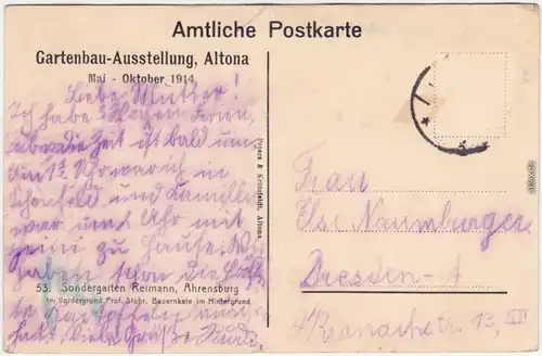 Altona Hamburg Sondergarten Reimann, Ahrensburg - Prof. Stubr, Bauernkate 1914