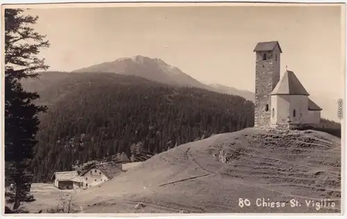 Chiesa St. Vigilio Panorama über die Berge und die Kapelle Tessin  1930
