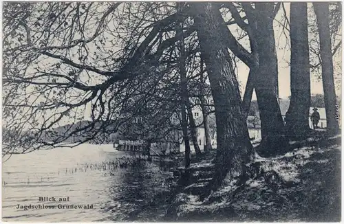 Dahlem Berlin Blick auf's Jagdschloss vom Ufer des See's aus gesehen 1911