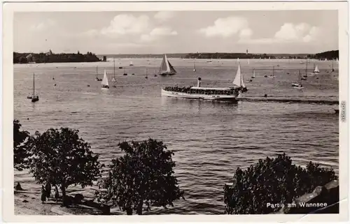 Wannsee Berlin Dampfer und Segler auf dem Wannsee Foto Ansichtskarte 1932