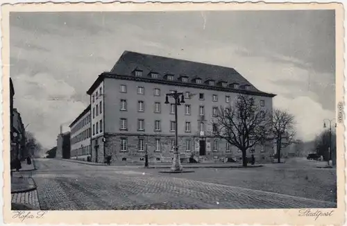 Ansichtskarte Hof (Saale) Straßenpartie an der Stadtpost 1932