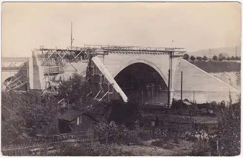 Ansichtskarte  Bau einer Brücke für Eisenbahn 1926 Privatfoto 
