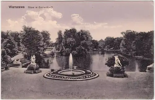 Warschau Warszawa Palast Lazienkach - Blick auf den Park 1914 