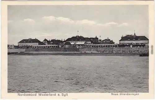 Westerland Gemeinde Sylt Neue Strandanlagen vom Meer gesehen 1922