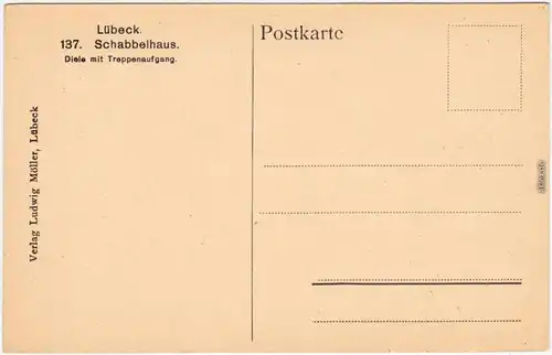 Ansichtskarte Lübeck Schabbelhaus - Diele und Treppenaufgang 1928