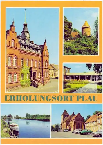 Plau (am See) Rathaus, Burgturm, Ferienheim des Ingenieurhochbau Berlin  1983