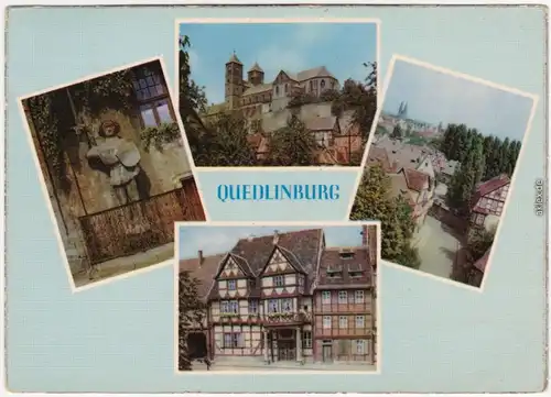 Ansichtskarte Quedlinburg Stadtteilansichten, Straße, Roland 1962