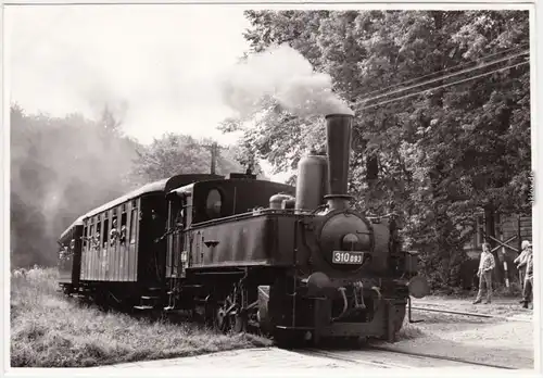 Dompflokomotive mit Personen-Waggons - Typ 310 093 Ansichtskarte 1990