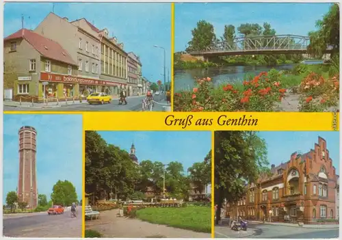 Genthin Ernst-Thälmann-Straße,  Kanal, Wasserturm, Ernst-Thälmann-Platz 1982