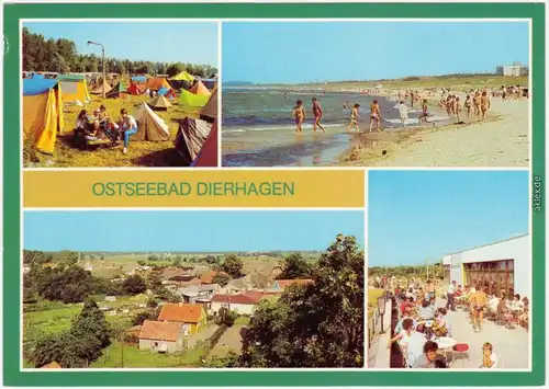 Dierhagen Campingplatz, Strand, Blick auf Ort, HO-Gaststätte "Strandhalle" 1983