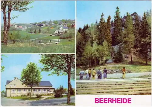 Beerheide-Auerbach (Vogtland) Teilansicht, Kulturhaus,  Röthelstein 1979