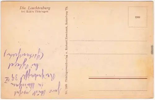 Seitenroda Burg Leuchtenburg Ansichtskarte 1923