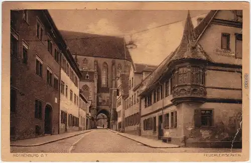 Rothenburg ob der Tauber Gasse auf den Heilig-Geist-Kirche Feuerleinserker 1923