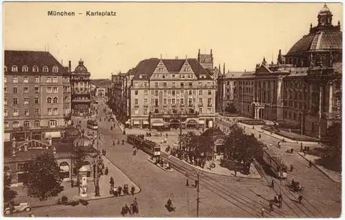 Ansichtskarte  München Karlsplatz - belebt 1930