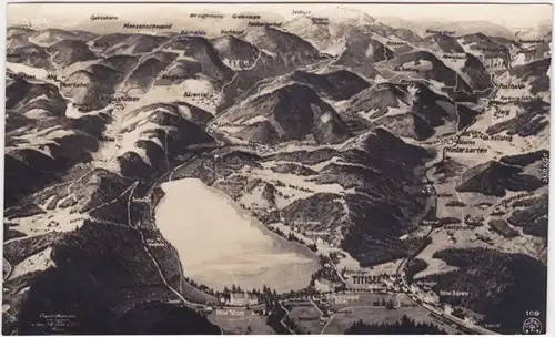 Titisee Neustadt Karte vom Titisee und Umgebung Ansichtskarte  1922