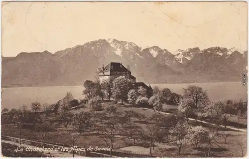 Ansichtskarte Montreux (Muchtern) Le Châtelard und die Alpen der Savoie 1917