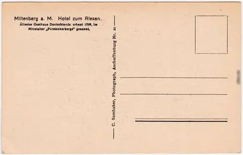 Ansichtskarte Miltenberg (Main) Hotel zum Riesen 1928