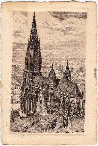 Ansichtskarte Freiburg im Breisgau Münster Künstlerkarte 1927