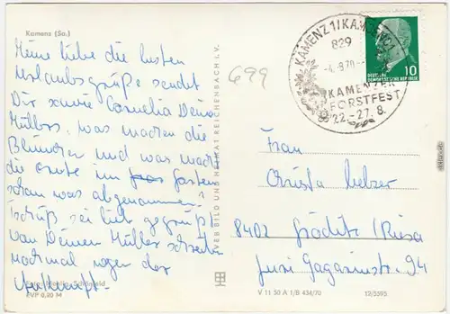 Kamenz Kamjenc Totale - Sonderstempel Forstfest 1970 