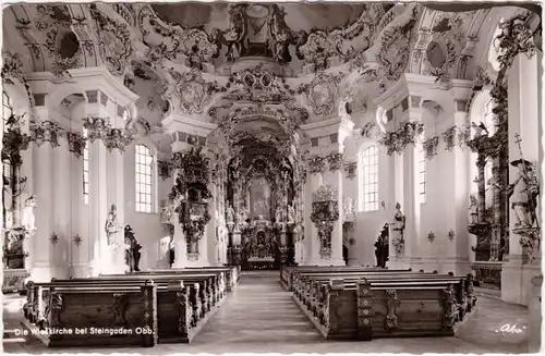 Steingaden Wieskirche Foto Ansichtskarte  1959