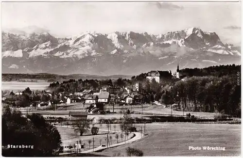 Starnberg Blick zur Stadt mit Berg-Panorama 1965
