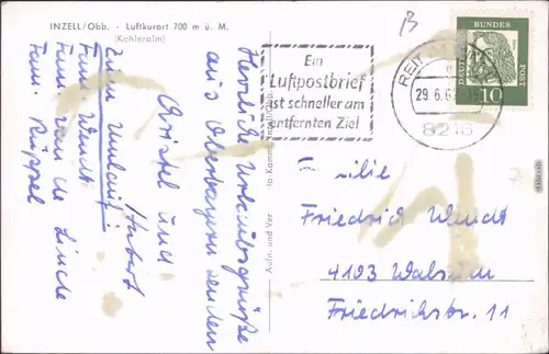 Ansichtskarte Inzell Obb. Blick auf eine Berghütte - Kohleralm 1962