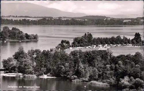 Ansichtskarte Waging am See Blick auf den Zeltplatz am Wagingersee 1959