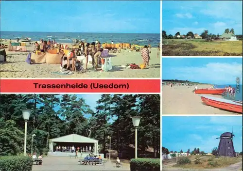 Trassenheide Strand, Musikpavillon, Teilansicht, Mühle,  1979