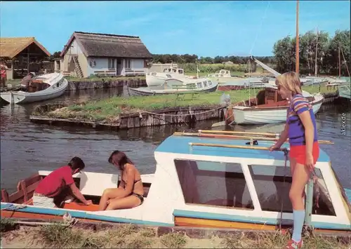 Ansichtskarte Koserow Am Achterwasser, Boote, belebt 1980