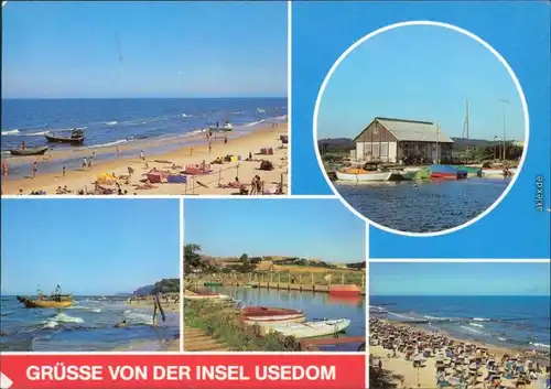 Usedom Ückeritz: Strand, Bootshafen am Achterwasser;  Strand 1980