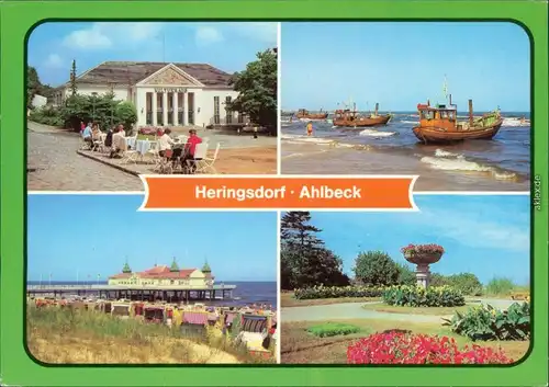 Ahlbeck  Usedom  Heringsdorf: Kulturhaus  Ahlbeck: Am Strand, Seebrücke 1981