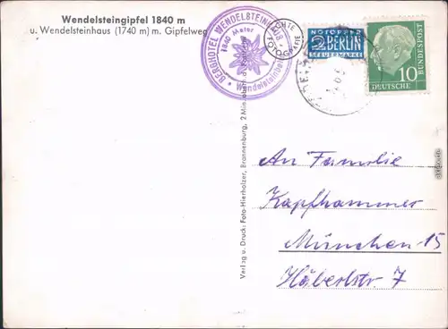 Bayrischzell Wendelsteingipfel und Wendelsteinhaus mit Gipfelweg 1965