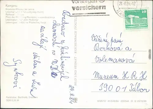 Kamenz  c Klostertor, Lessingmuseum, Rathaus, Platz der Befreiung, Hutberg 1984