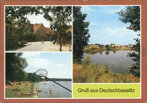 Deutschbaselitz Blick zum Gasthof, Teilansicht, Waldbad b Kamenz 1988