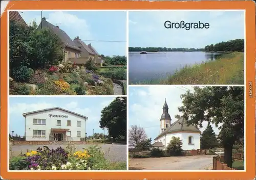 Großgrabe Kamenz Eigenheime, Teichlandschaft, HO-Gaststätte "Drei Buchen" 1989